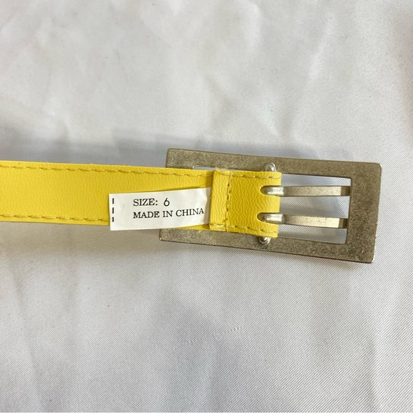 Pale Yellow Double Buckle Prong Thin Belt 3/4” - Picture 4 of 6